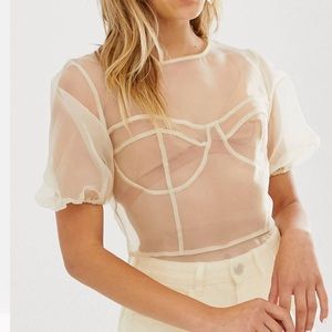 NWT ASOS Sheer Organza Top w/Stitch Detail